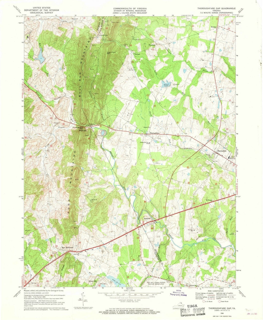1966 Thoroughfare Gap, VA - Virginia - USGS Topographic Map