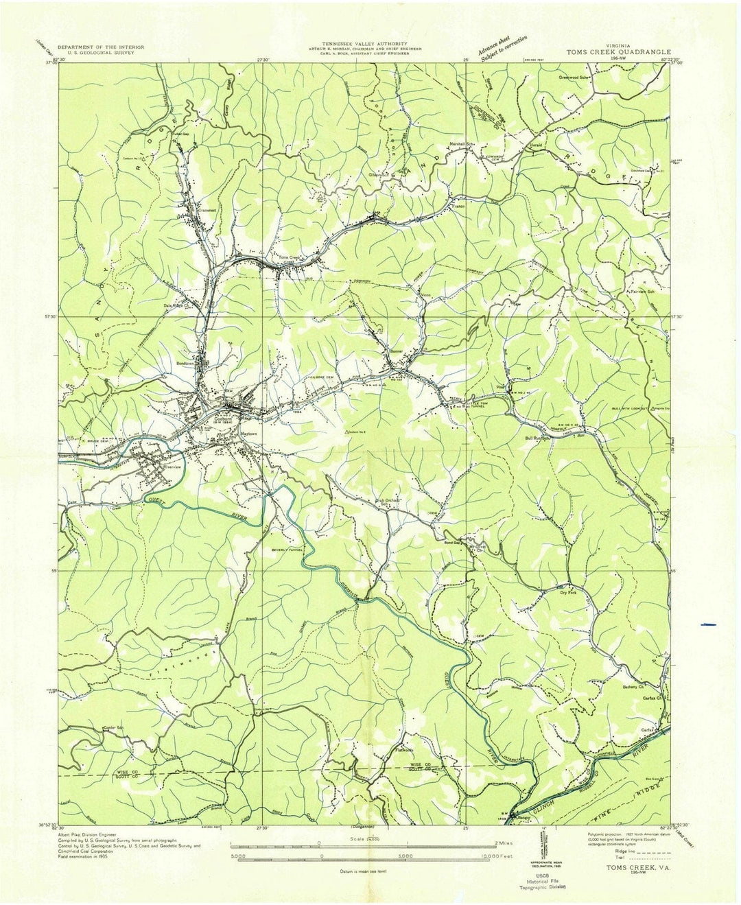 1935 Toms Creek, VA - Virginia - USGS Topographic Map