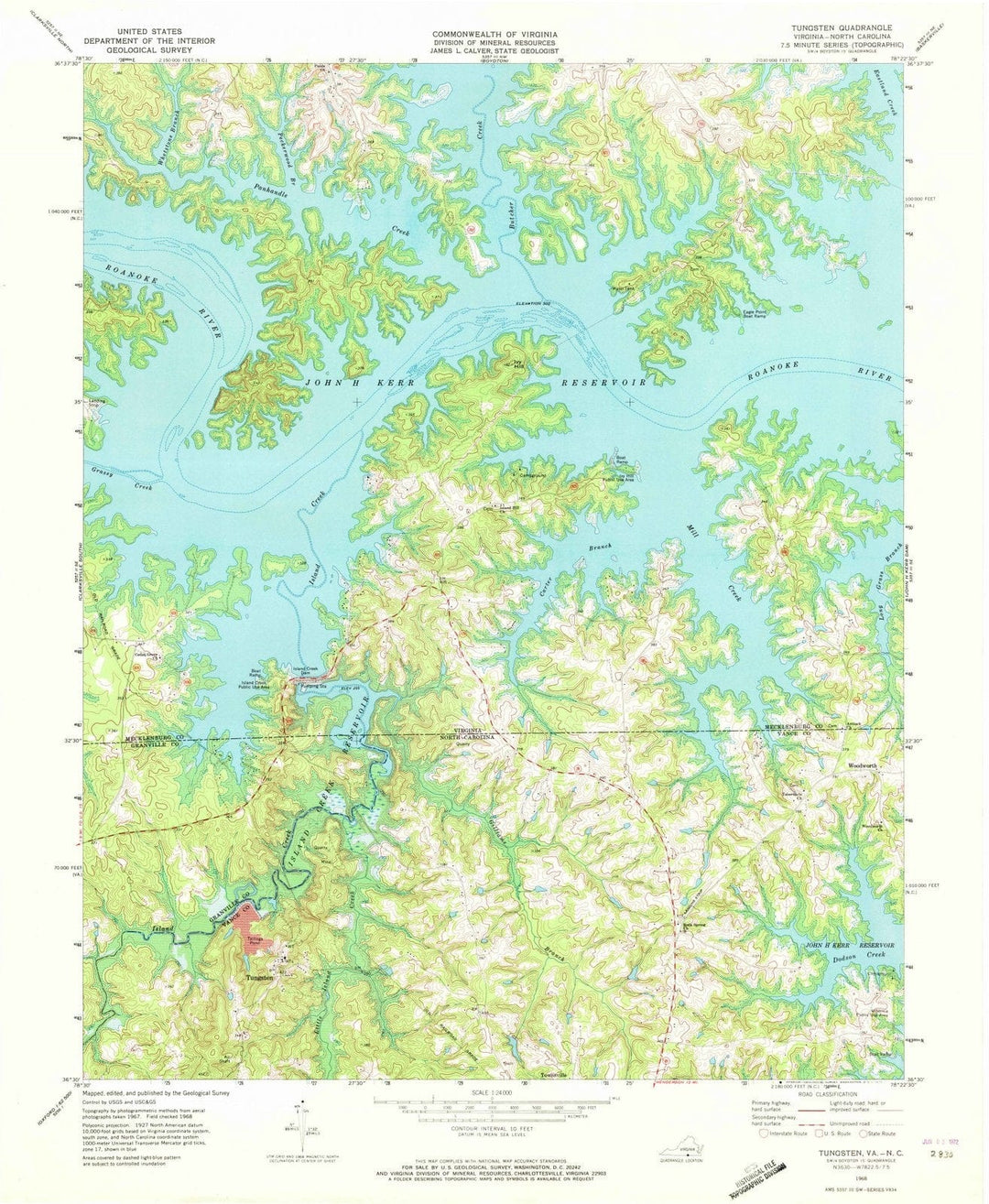 1968 Tungsten, NC - North Carolina - USGS Topographic Map