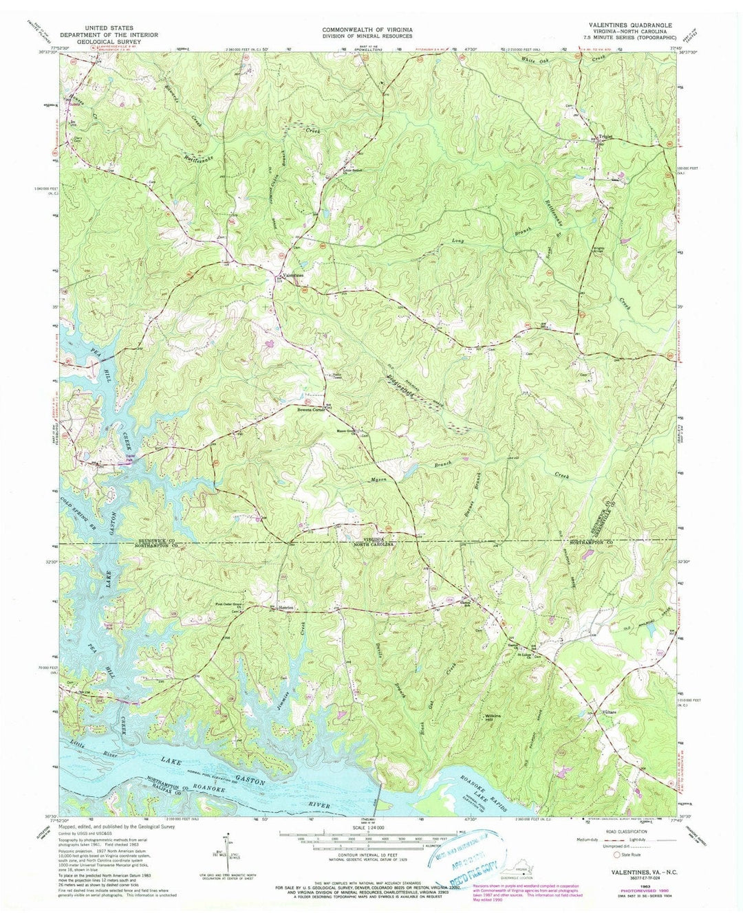 1963 Valentines, VA - Virginia - USGS Topographic Map