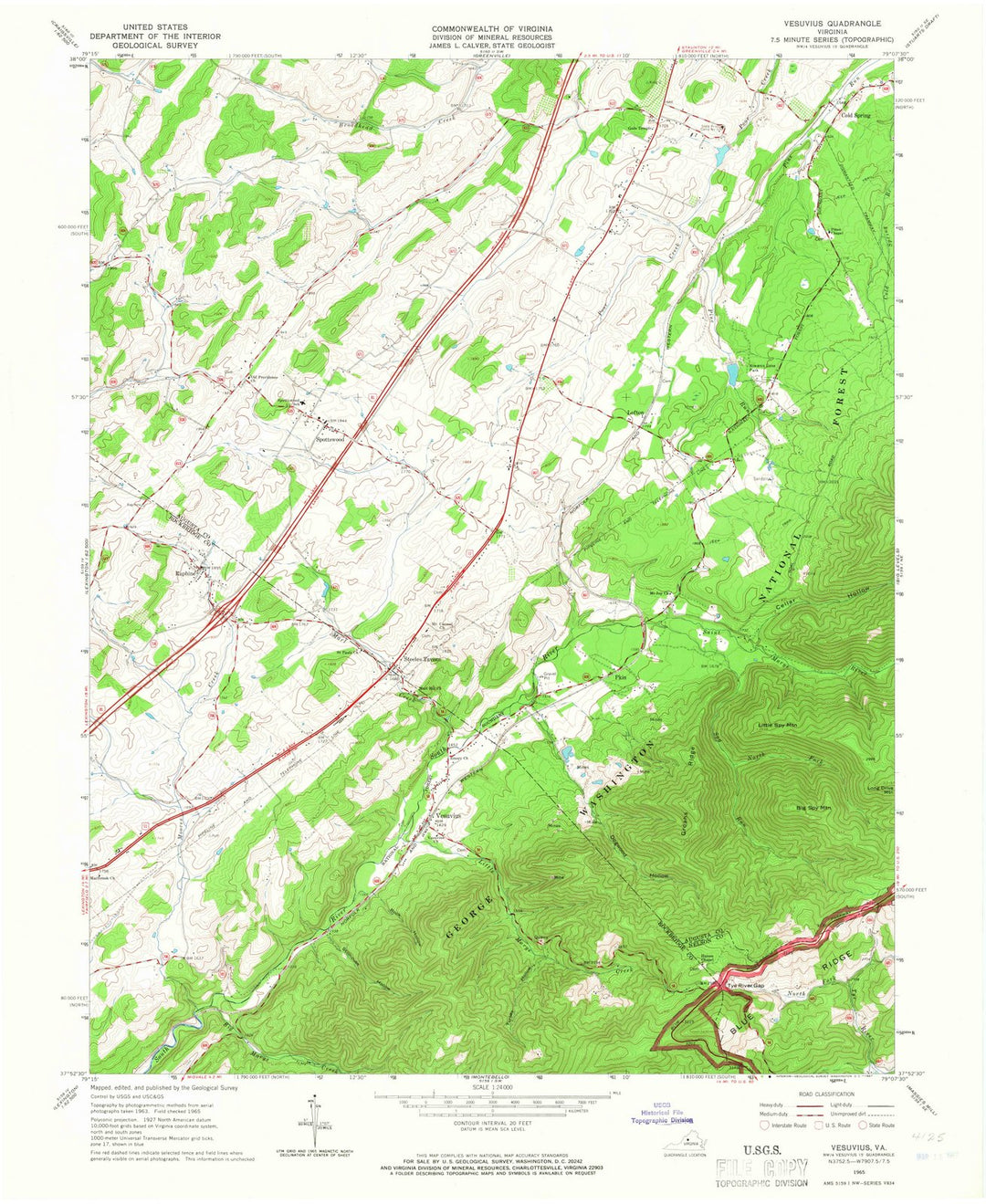 1965 Vesuvius, VA - Virginia - USGS Topographic Map
