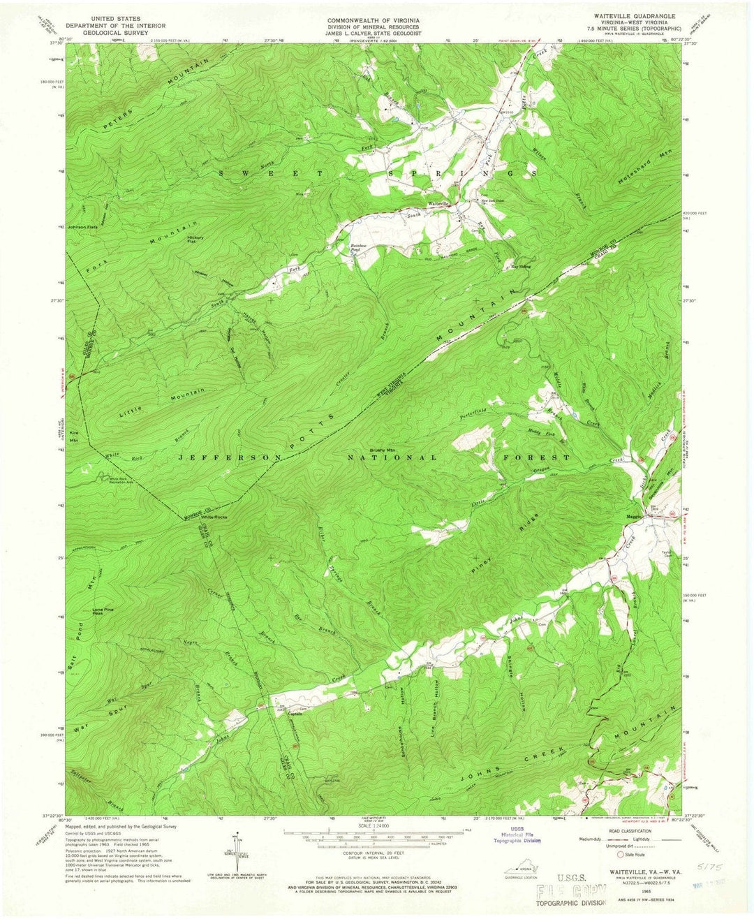 1965 Waiteville, WV - West Virginia - USGS Topographic Map