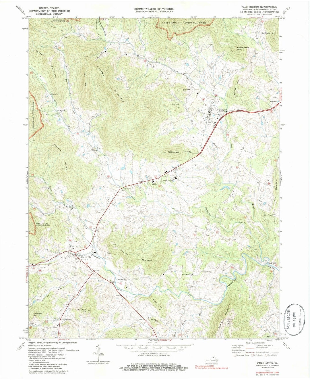 1971 Washington, VA - Virginia - USGS Topographic Map