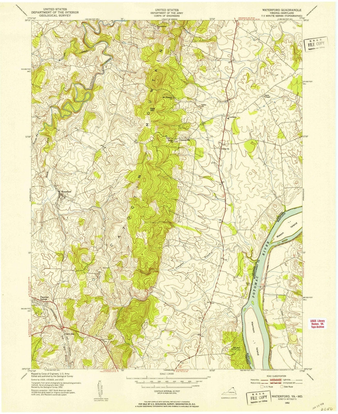1952 Waterford, VA - Virginia - USGS Topographic Map