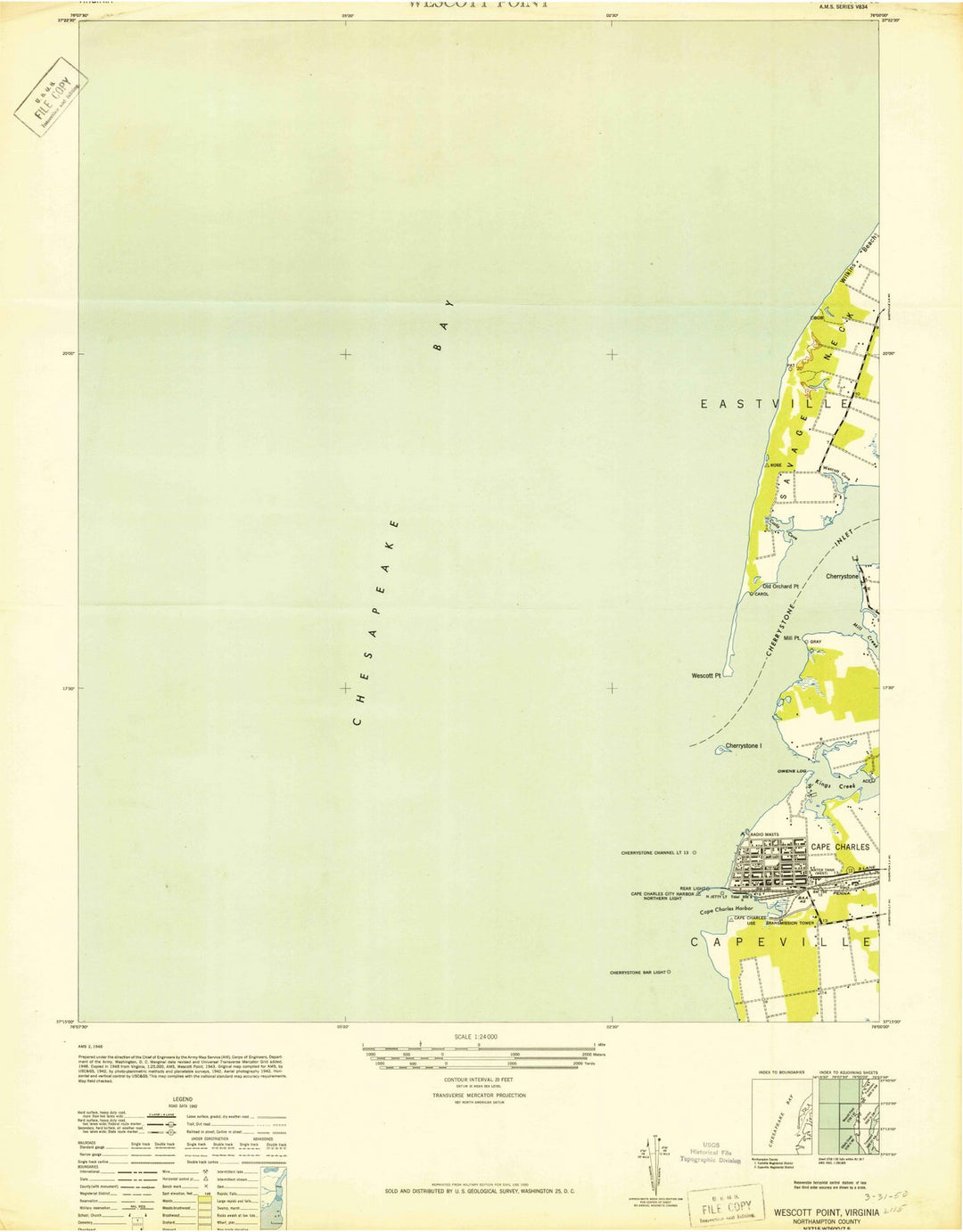 1948 Wescott Point, VA - Virginia - USGS Topographic Map