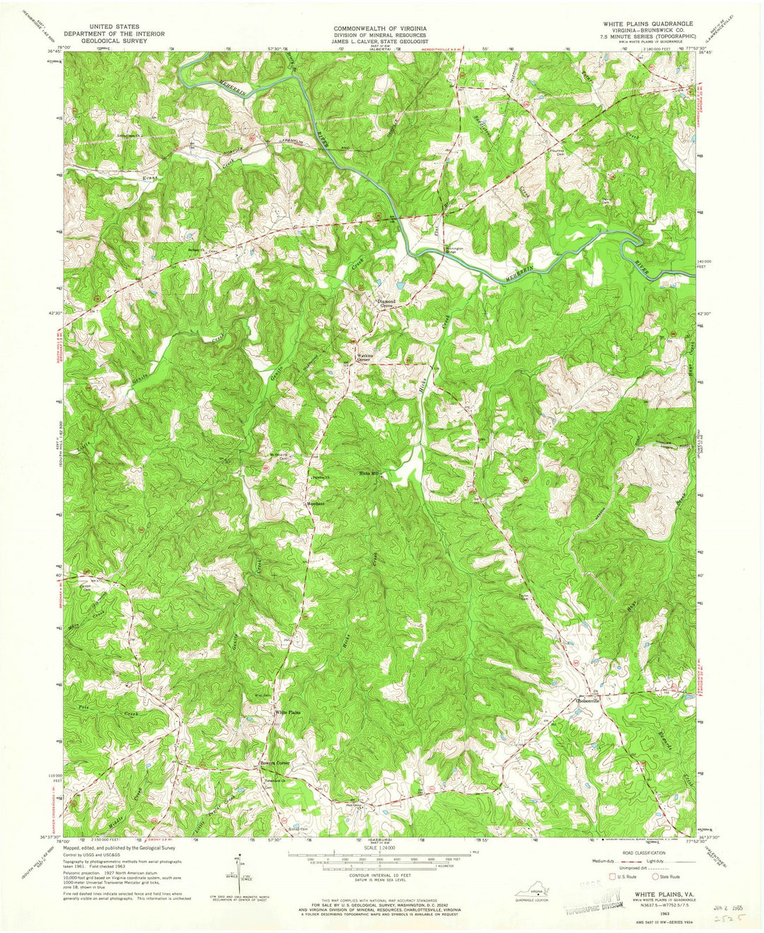 1963 White Plains, VA - Virginia - USGS Topographic Map