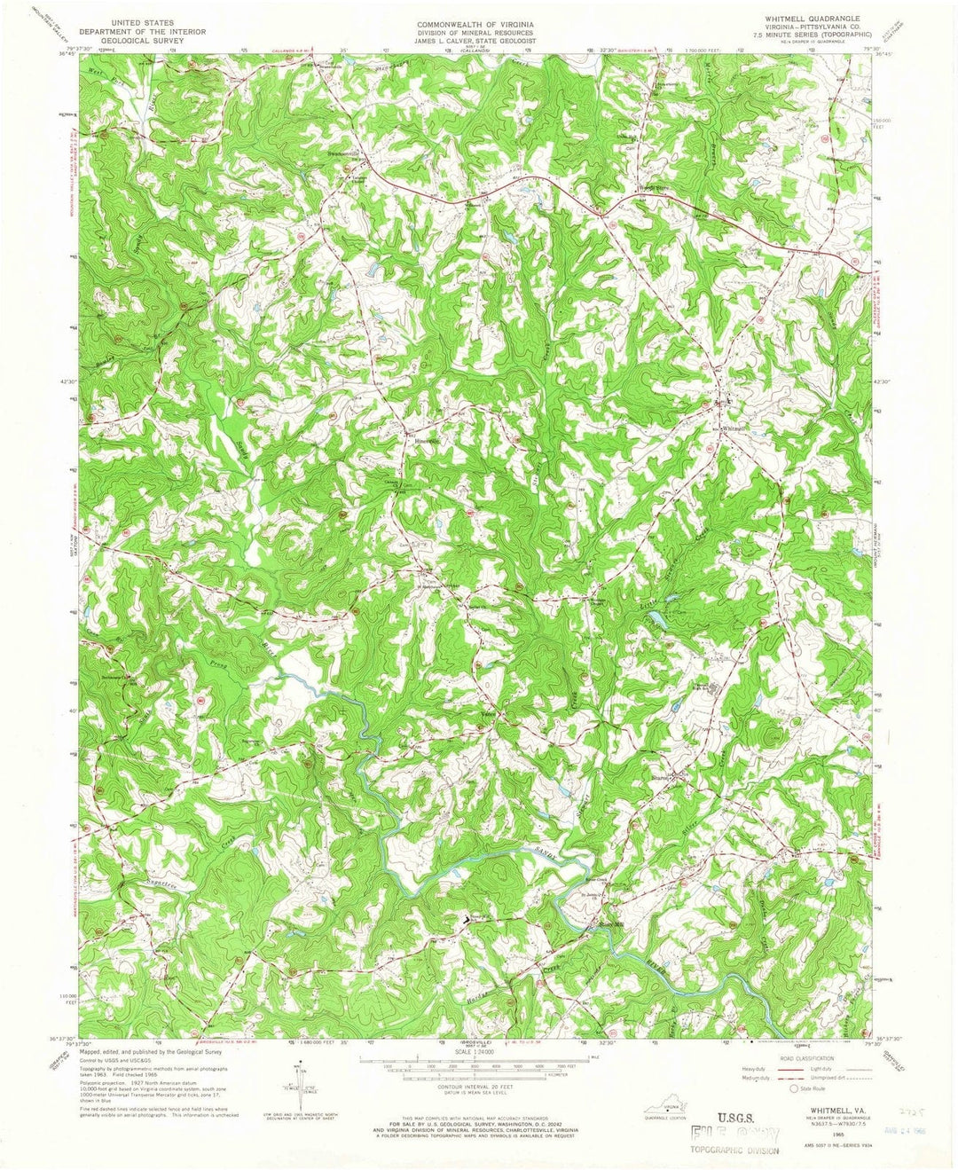 1965 Whitmell, VA - Virginia - USGS Topographic Map