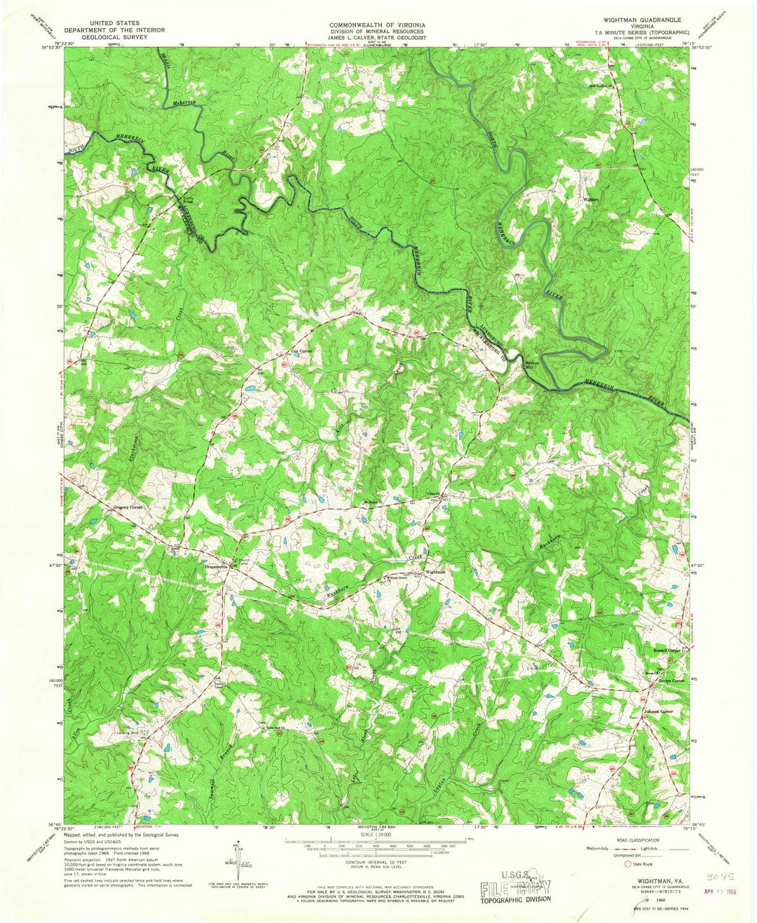 1966 Wightman, VA - Virginia - USGS Topographic Map