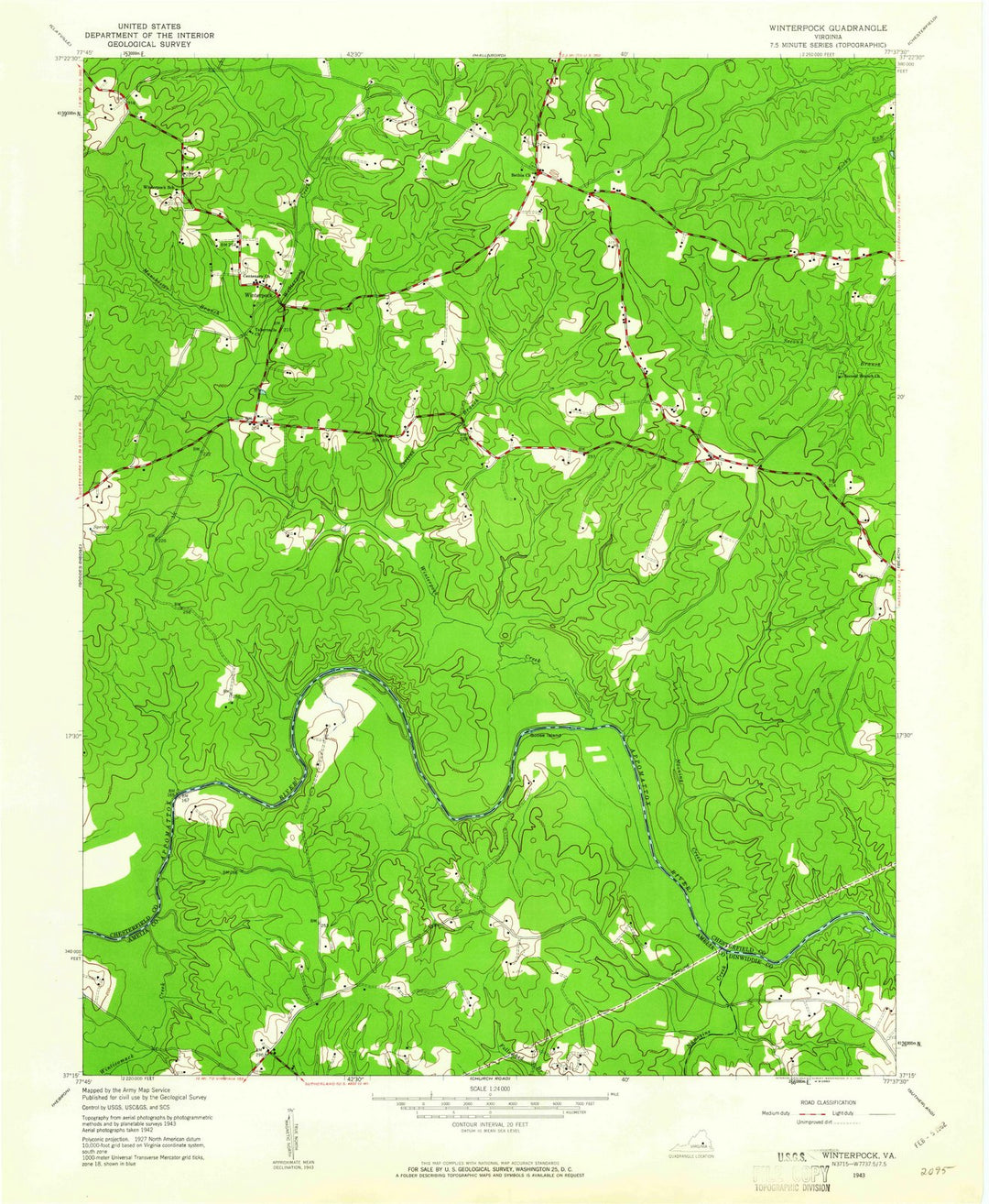 1943 Winterpock, VA - Virginia - USGS Topographic Map