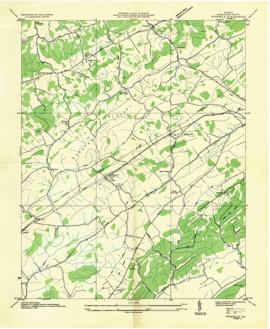 1934 Wyndale, VA - Virginia - USGS Topographic Map
