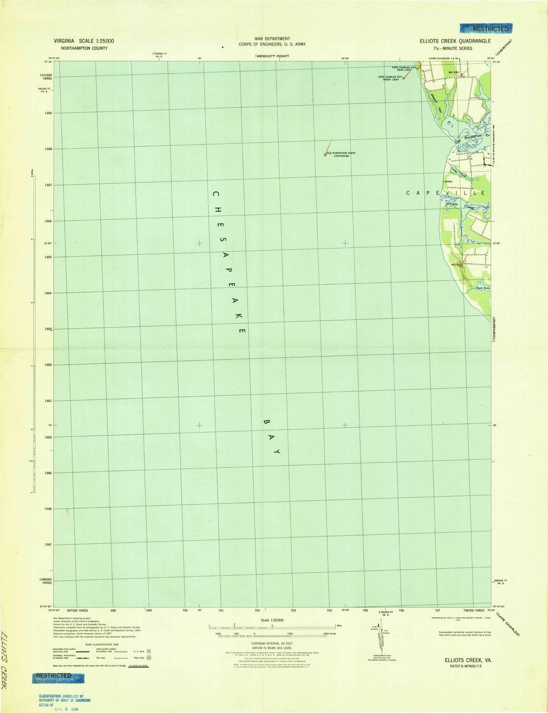 1943 Elliots Creek, VA - Virginia - USGS Topographic Map