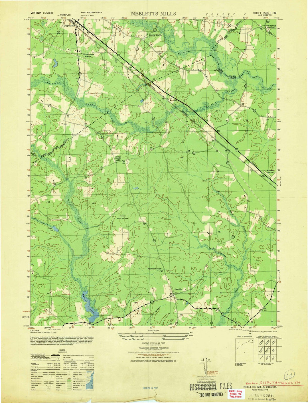 1947 Nebletts Mills, VA - Virginia - USGS Topographic Map