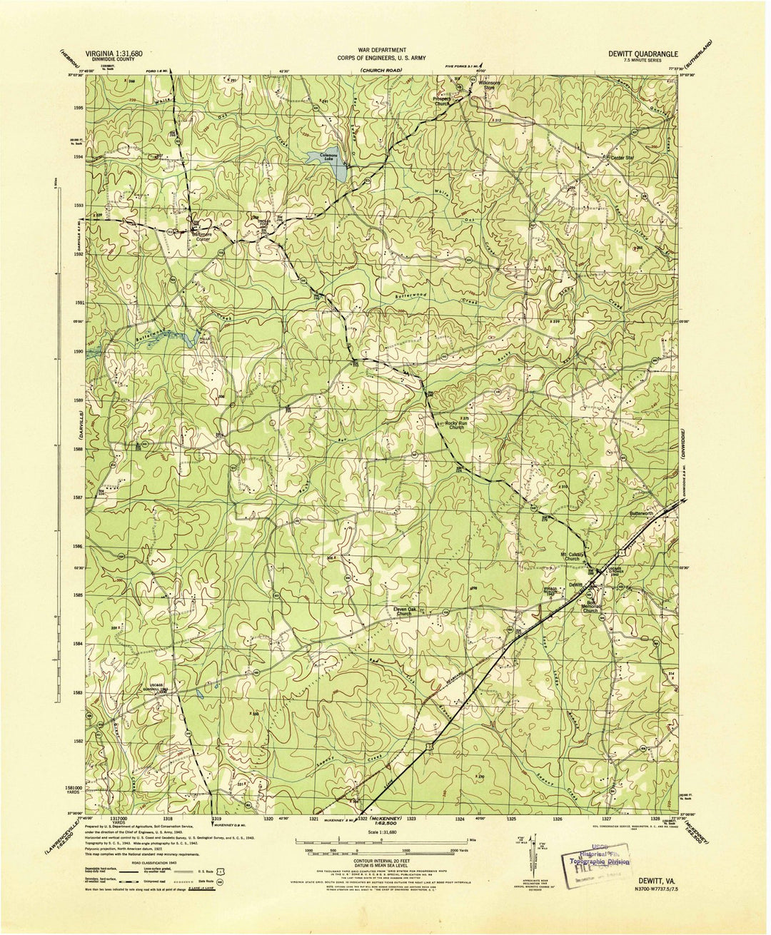 1944 Dewitt, VA - Virginia - USGS Topographic Map