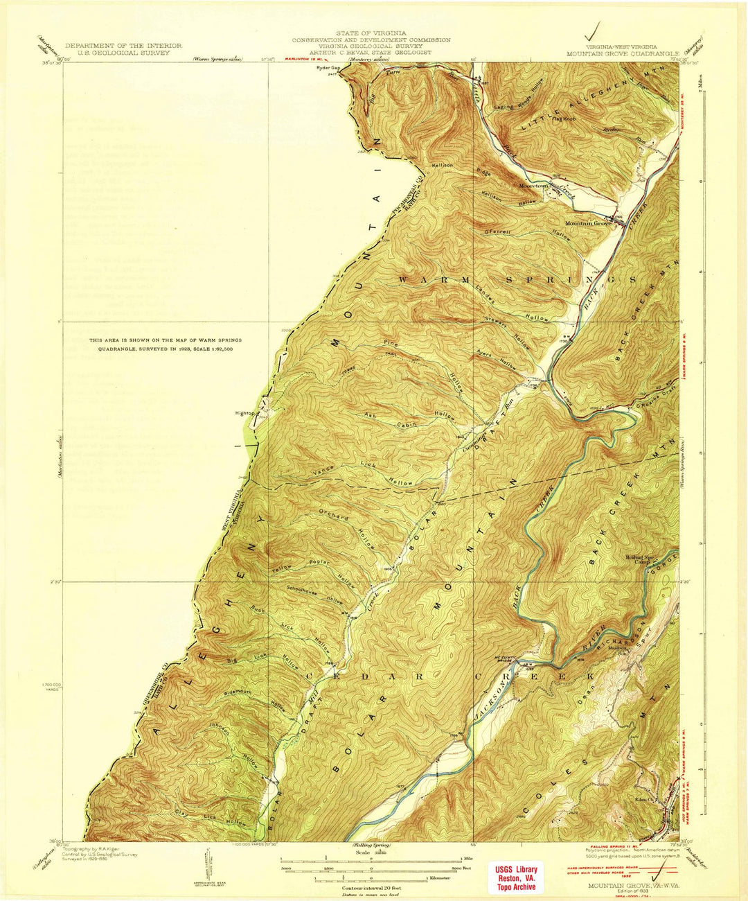 1933 Mountain Grove, VA - Virginia - USGS Topographic Map