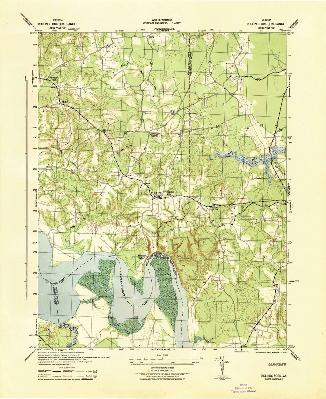 1942 Rollins Fork, VA - Virginia - USGS Topographic Map
