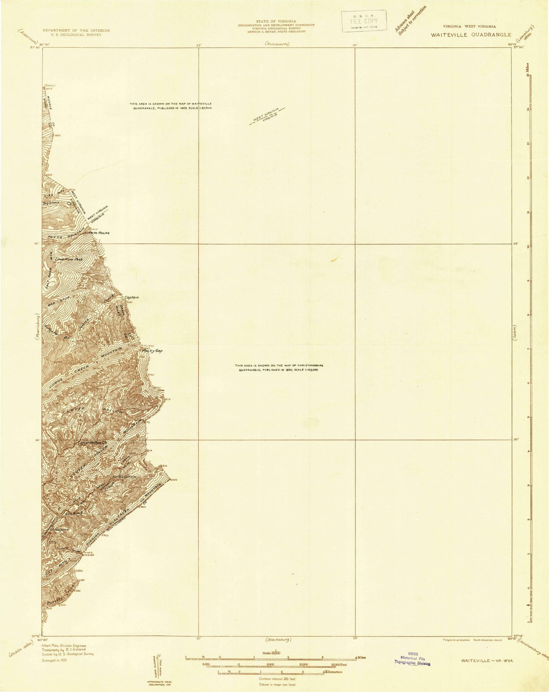 1931 Waiteville, VA - Virginia - USGS Topographic Map