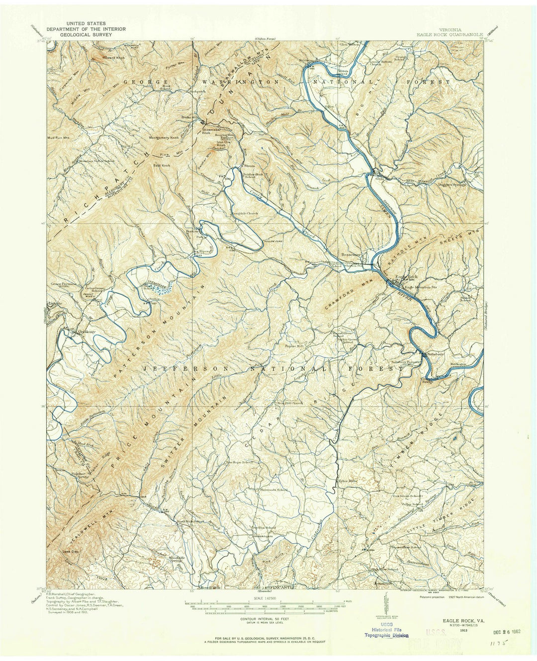 1913 Eagle Rock, VA - Virginia - USGS Topographic Map