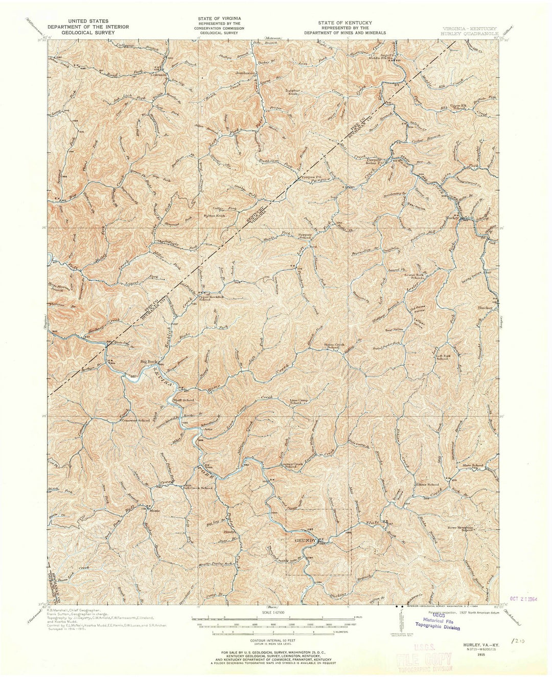 1915 Hurley, VA - Virginia - USGS Topographic Map