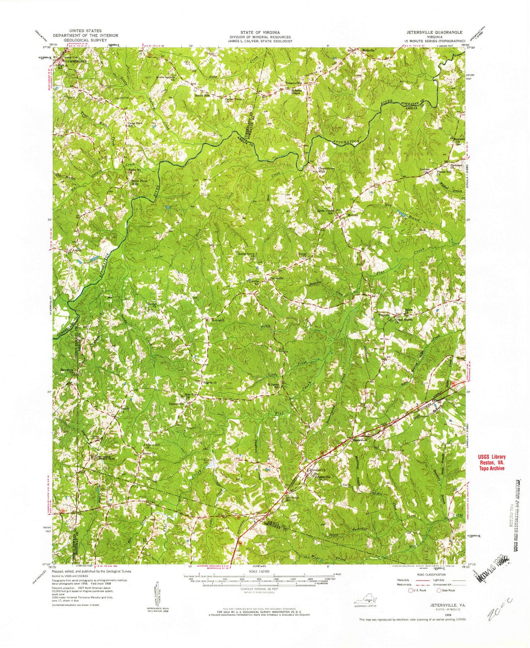 1958 Jetersville, VA - Virginia - USGS Topographic Map