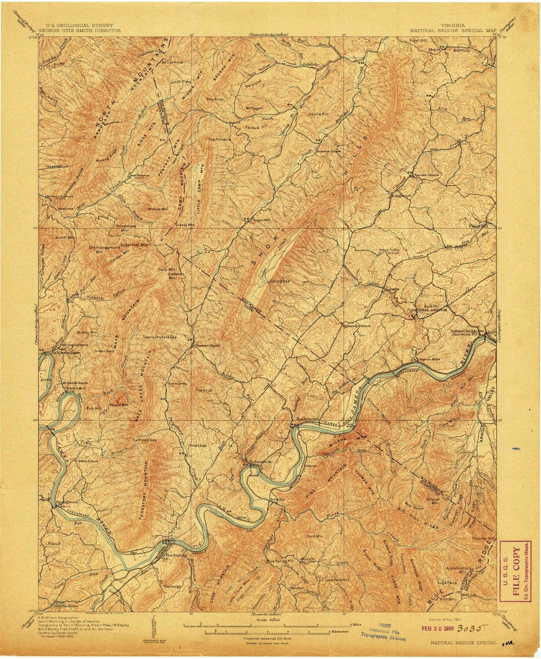 1907 Natural Bridge Special, VA - Virginia - USGS Topographic Map