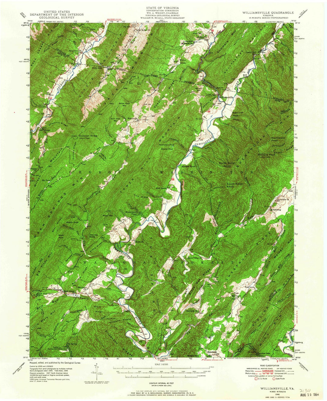1946 Williamsville, VA - Virginia - USGS Topographic Map