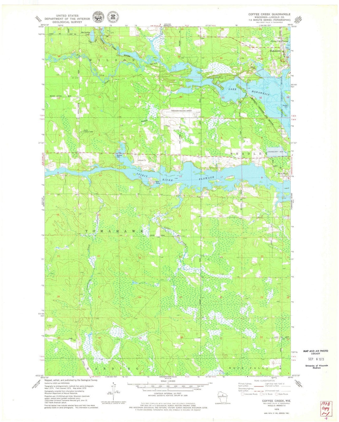 1978 Coffee Creek, WI - Wisconsin - USGS Topographic Map