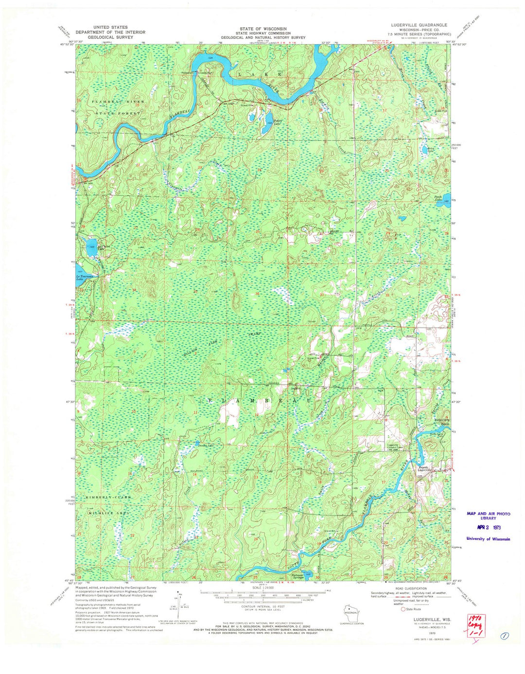 1970 Lugerville, WI - Wisconsin - USGS Topographic Map