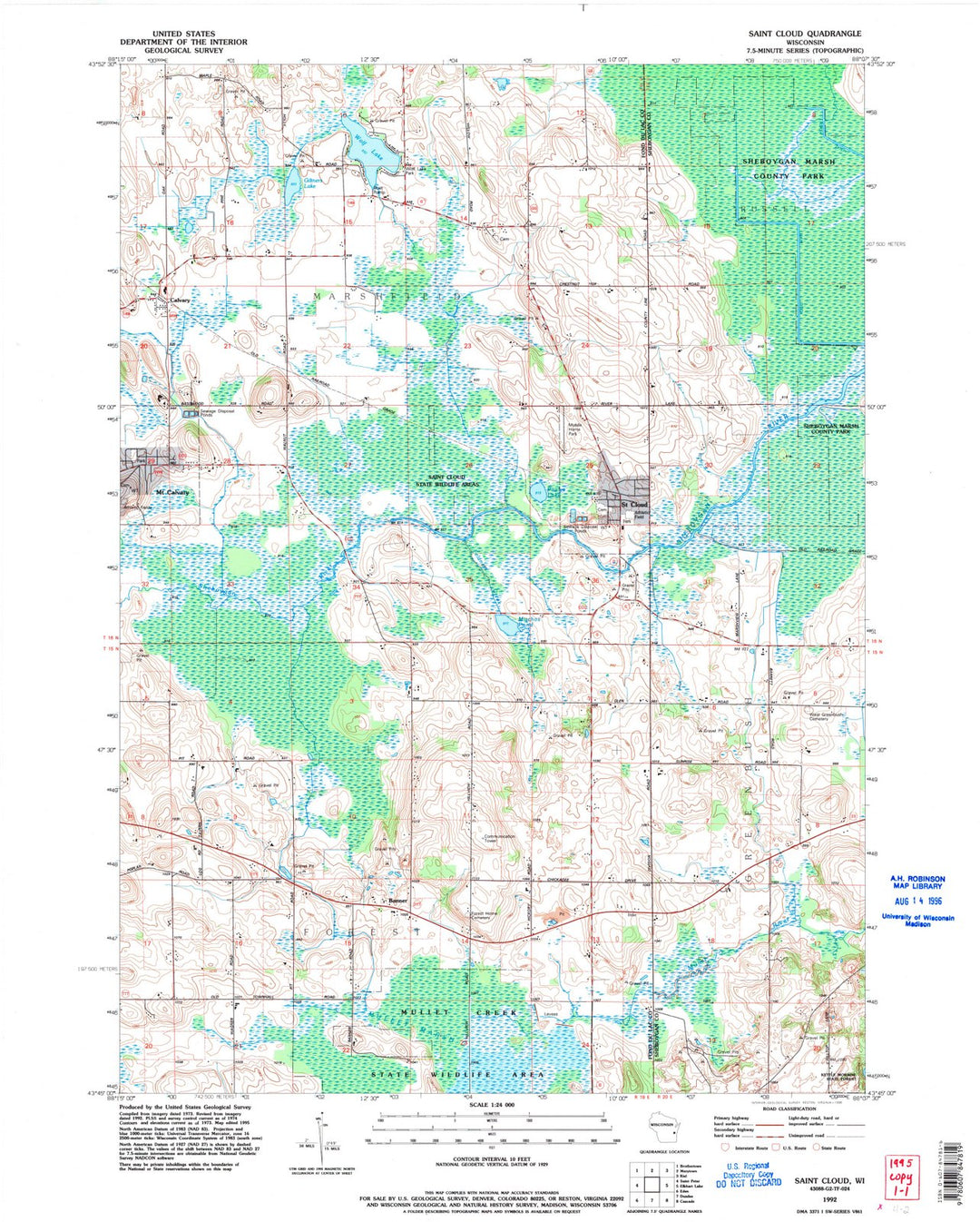 1992 Saint Cloud, WI - Wisconsin - USGS Topographic Map