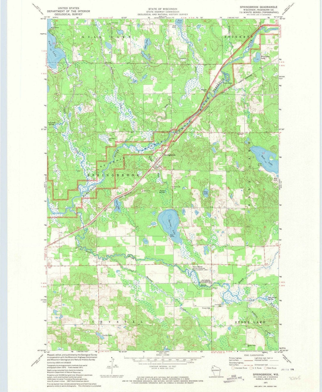 1971 Springbrook, WI - Wisconsin - USGS Topographic Map