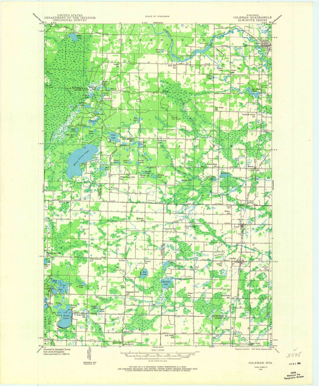 1941 Coleman, WI - Wisconsin - USGS Topographic Map
