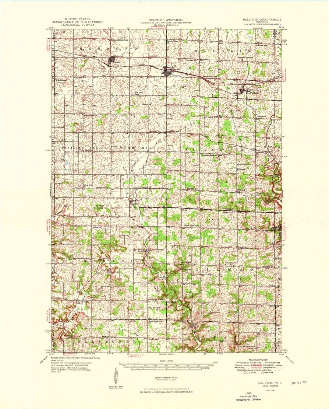 1949 Baldwin, WI - Wisconsin - USGS Topographic Map