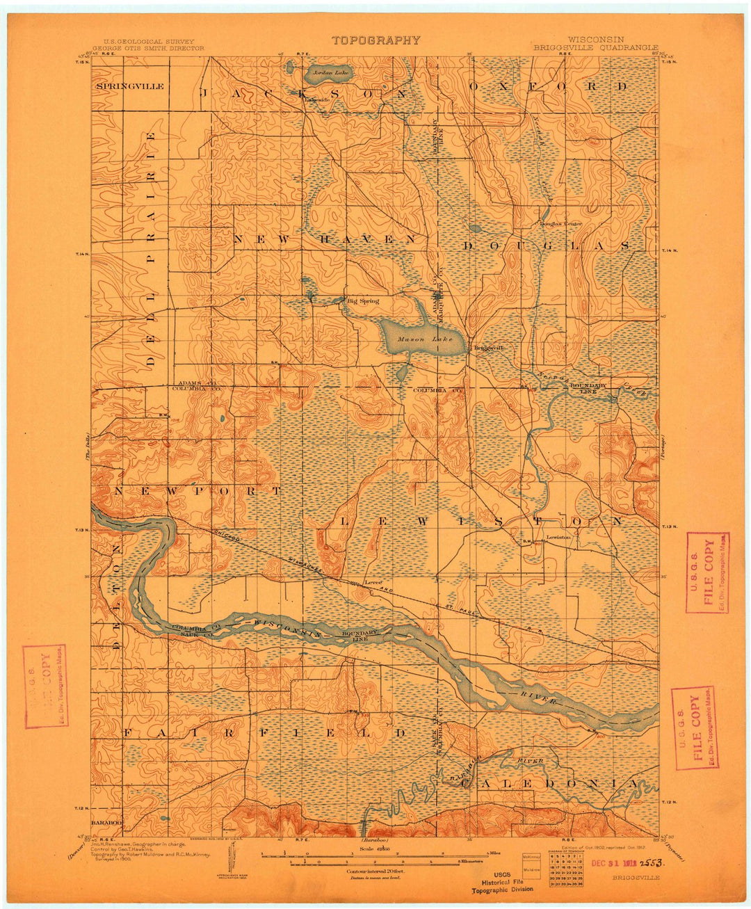 1902 Briggsville, WI - Wisconsin - USGS Topographic Map