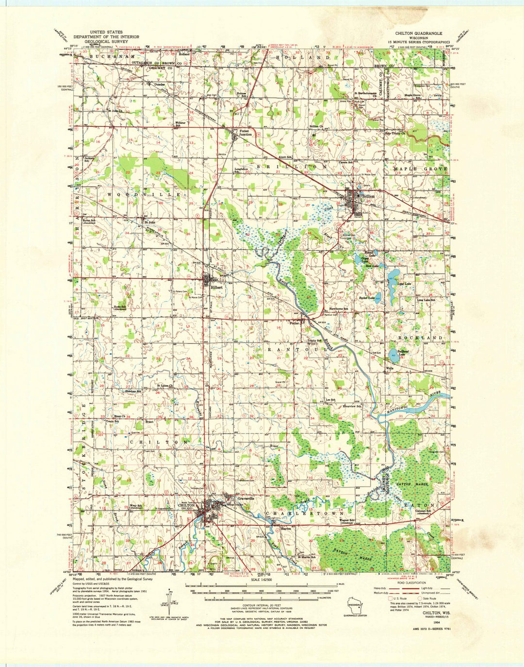 1954 Chilton, WI - Wisconsin - USGS Topographic Map