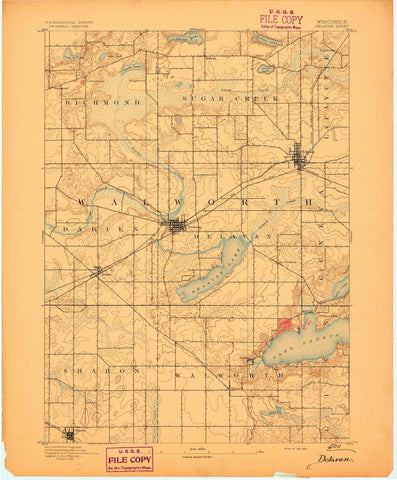 1893 Delavan, WI - Wisconsin - USGS Topographic Map