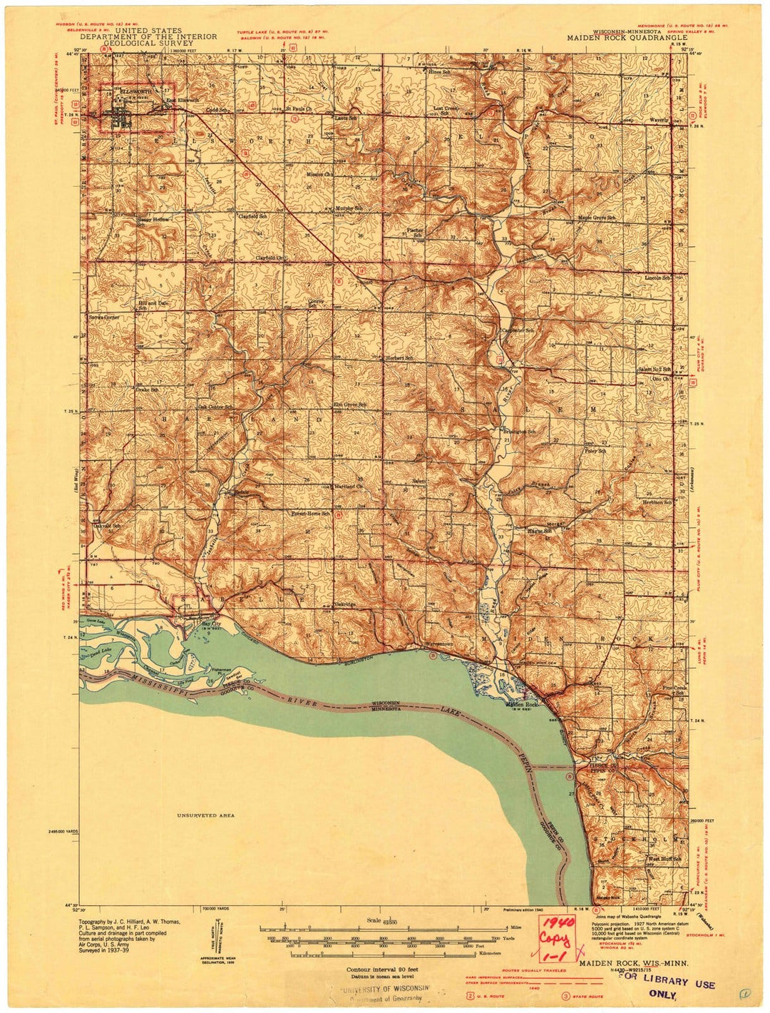 1940 Maiden Rock, WI - Wisconsin - USGS Topographic Map