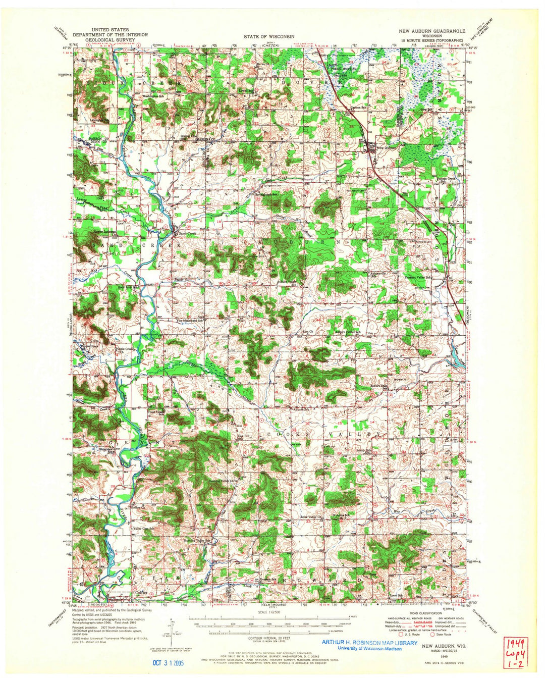 1949 New Auburn, WI - Wisconsin - USGS Topographic Map