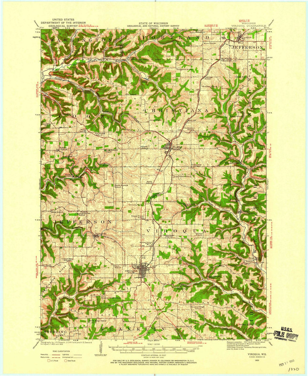 1923 Viroqua, WI - Wisconsin - USGS Topographic Map