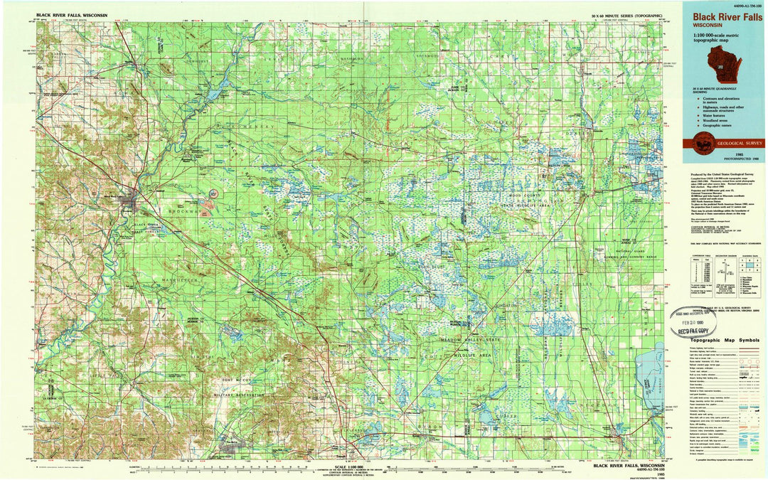 1985 Black River Falls, WI - Wisconsin - USGS Topographic Map
