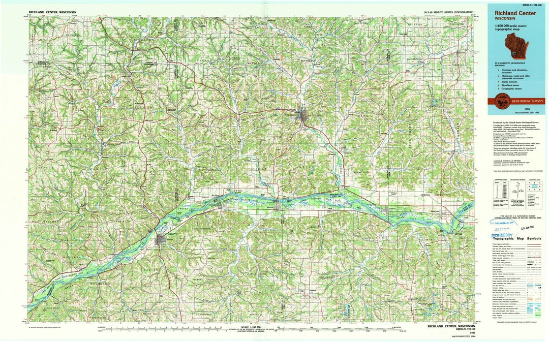 1985 Richland Center, WI - Wisconsin - USGS Topographic Map