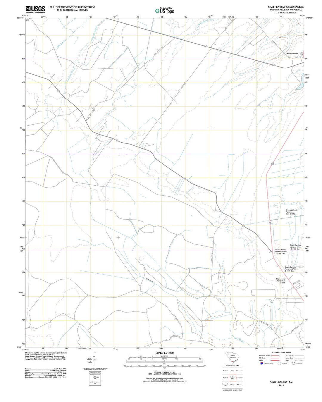 2011 Calfpen Bay, SC - South Carolina - USGS Topographic Map