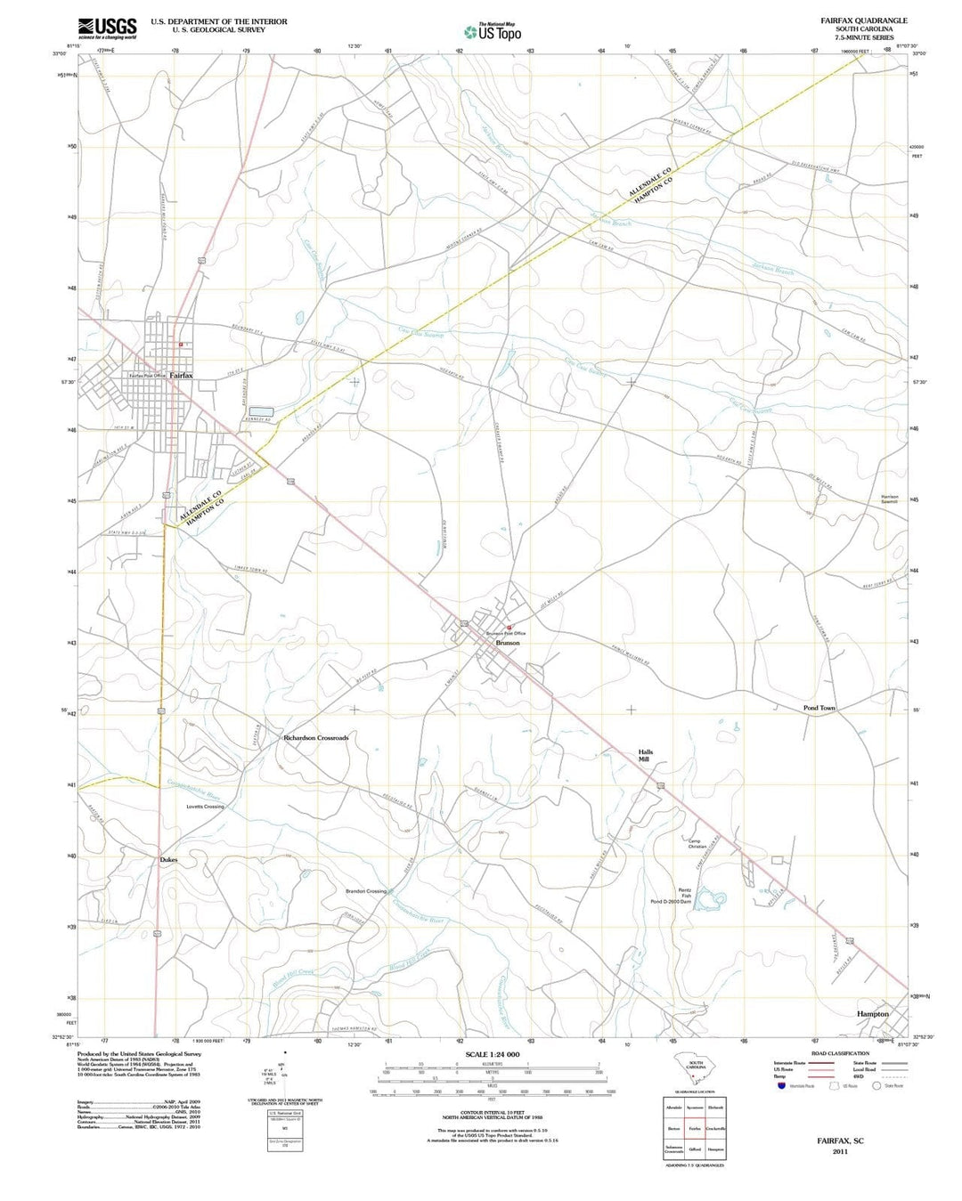 2011 Fairfax, SC - South Carolina - USGS Topographic Map
