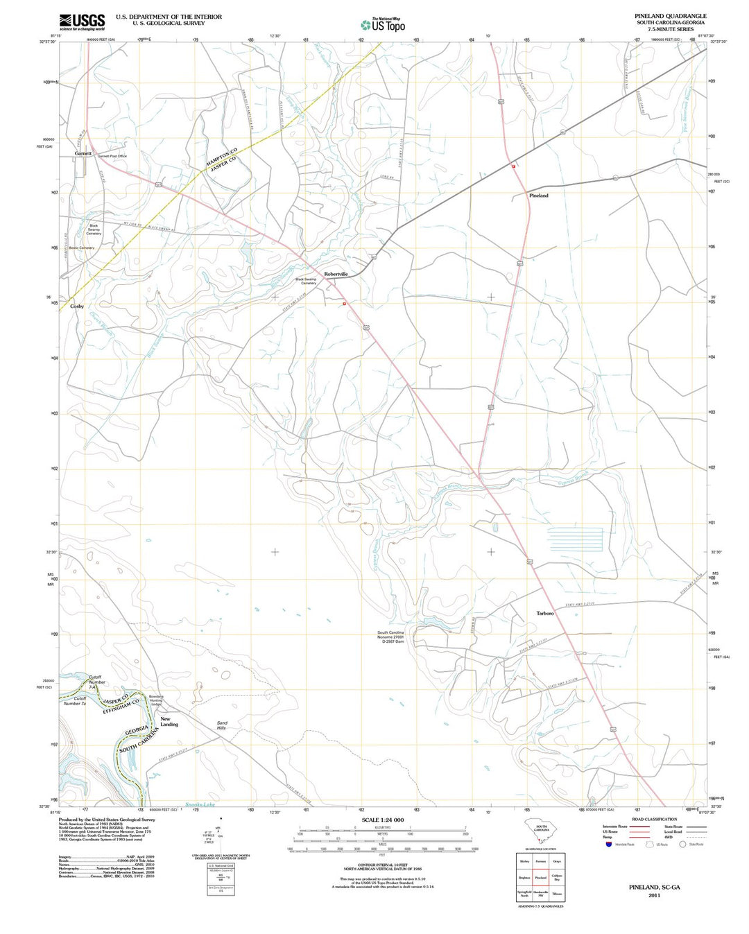 2011 Pineland, SC - South Carolina - USGS Topographic Map