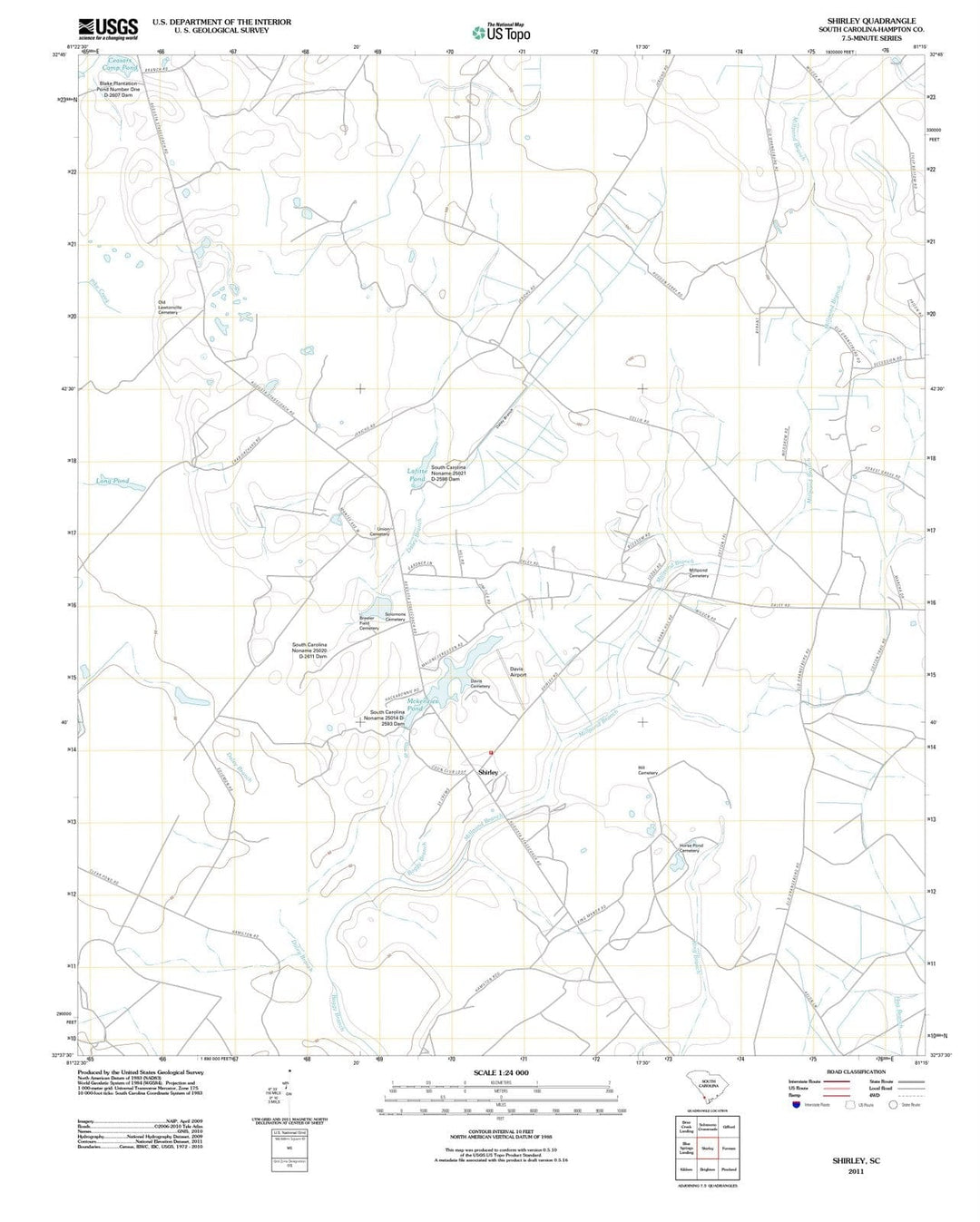 2011 Shirley, SC - South Carolina - USGS Topographic Map