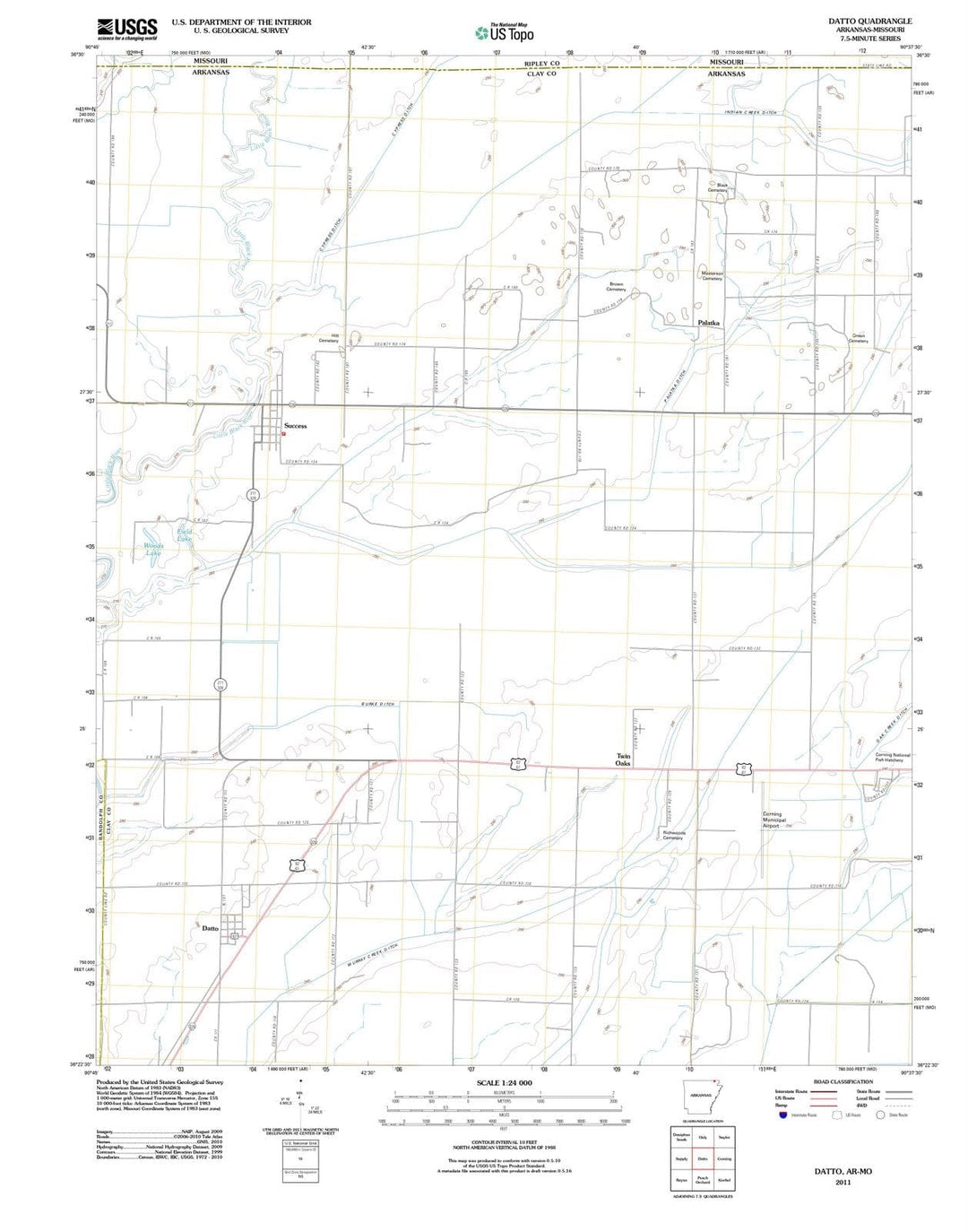 2011 Datto, AR - Arkansas - USGS Topographic Map