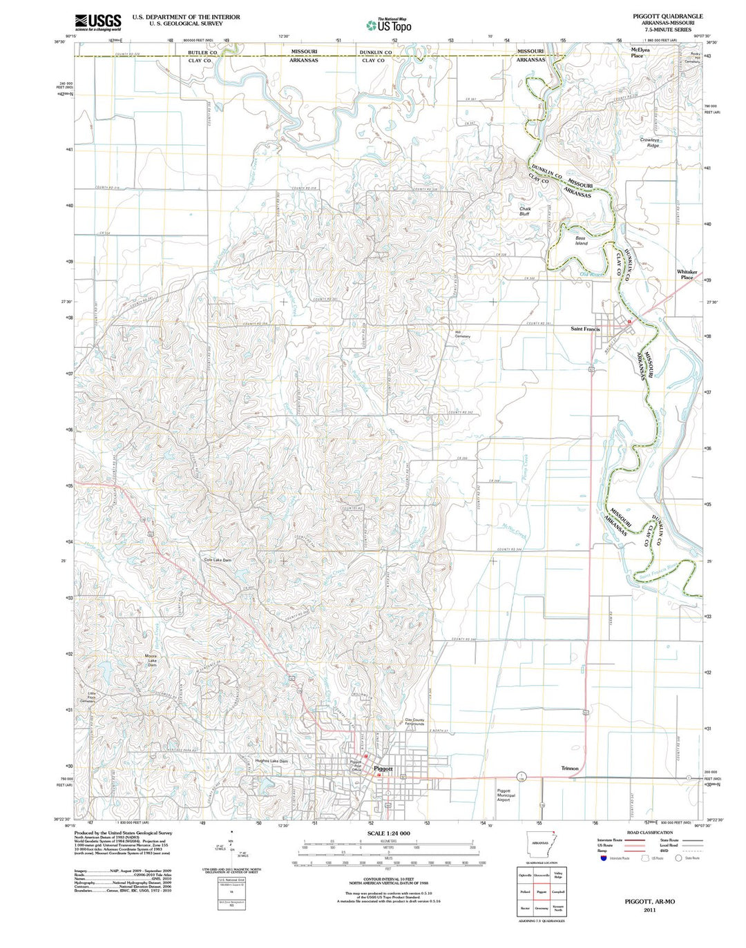 2011 Piggott, AR - Arkansas - USGS Topographic Map