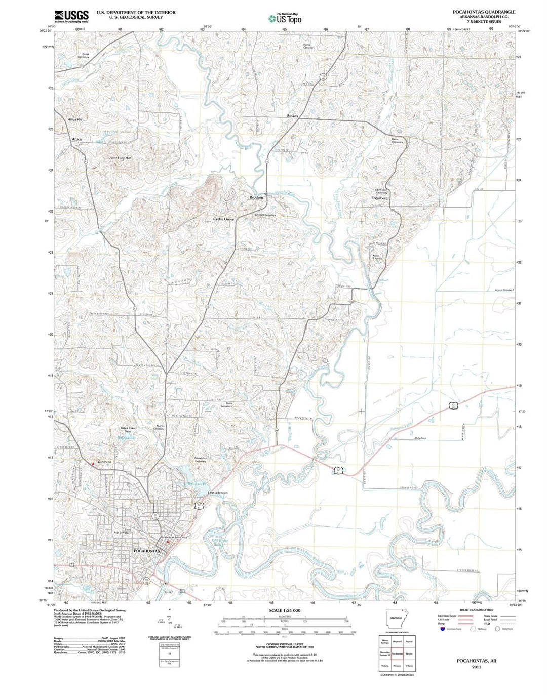 2011 Pocahontas, AR - Arkansas - USGS Topographic Map