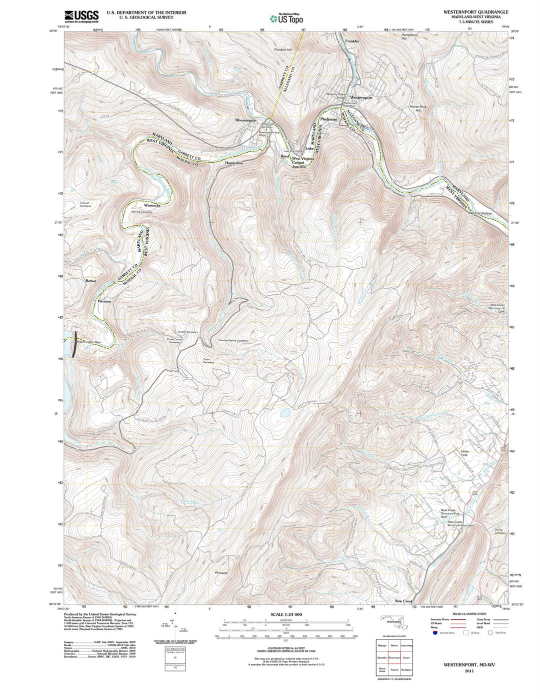 2011 Westernport, MD - Maryland - USGS Topographic Map