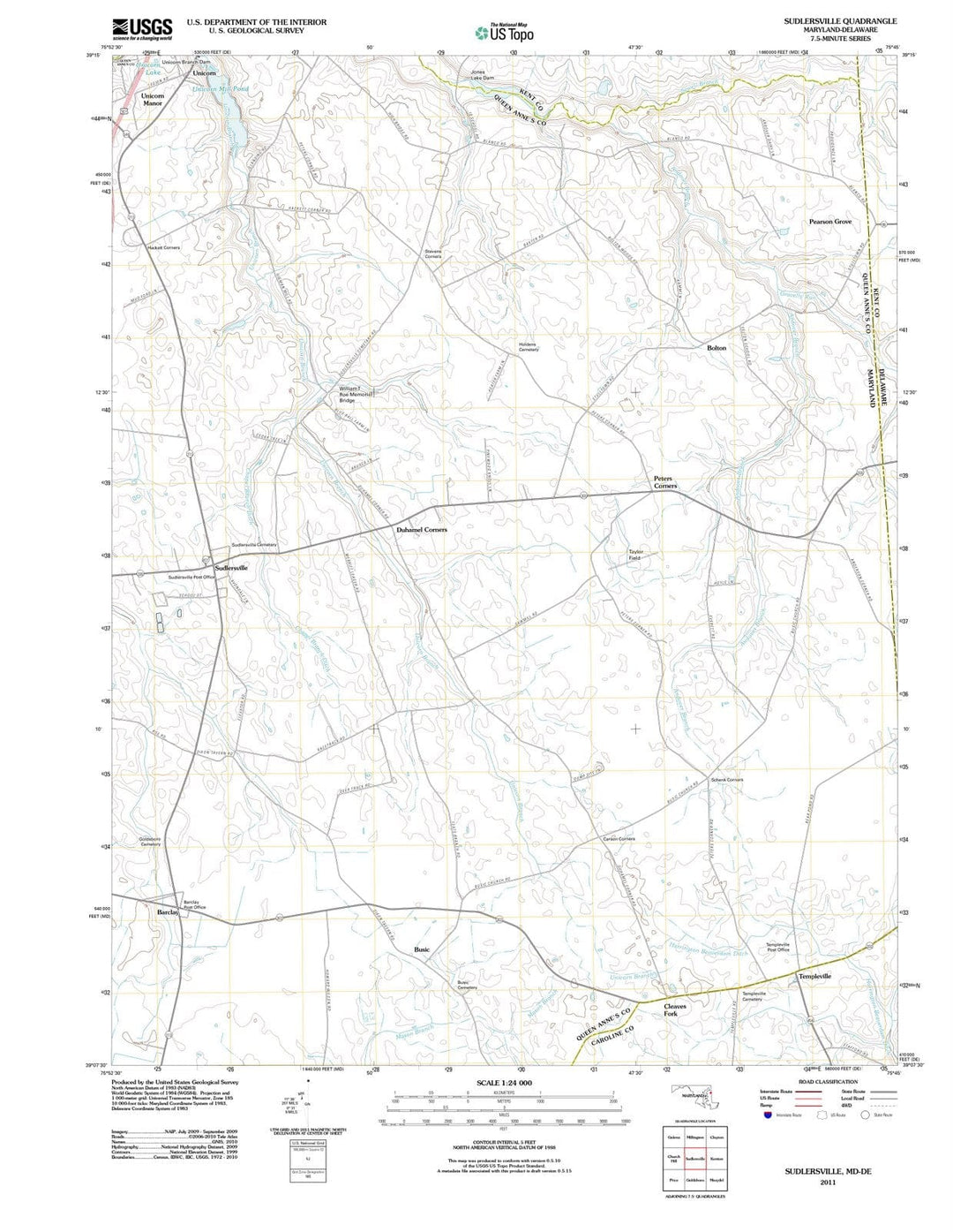 2011 Sudlersville, MD - Maryland - USGS Topographic Map
