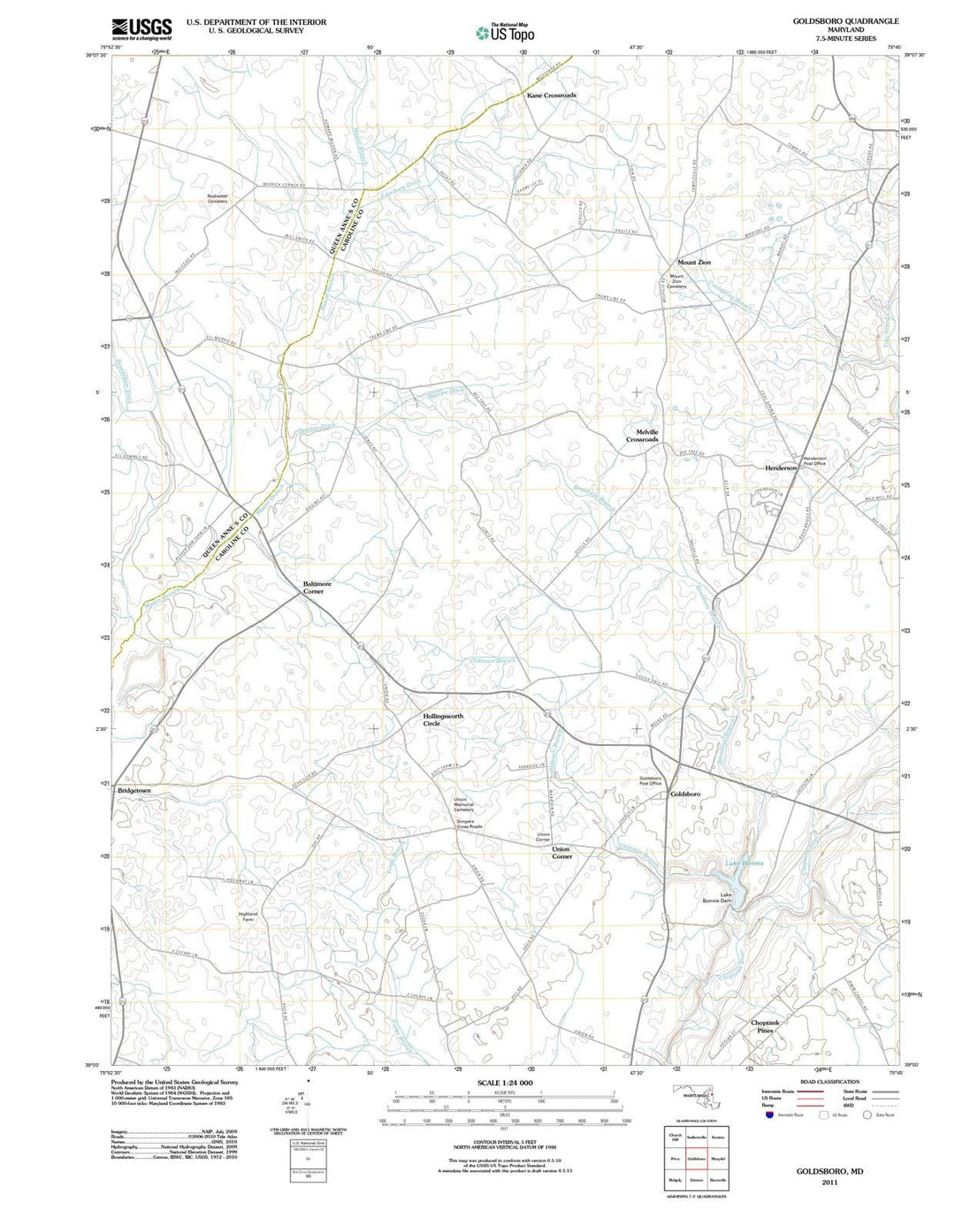 2011 Goldsboro, MD - Maryland - USGS Topographic Map