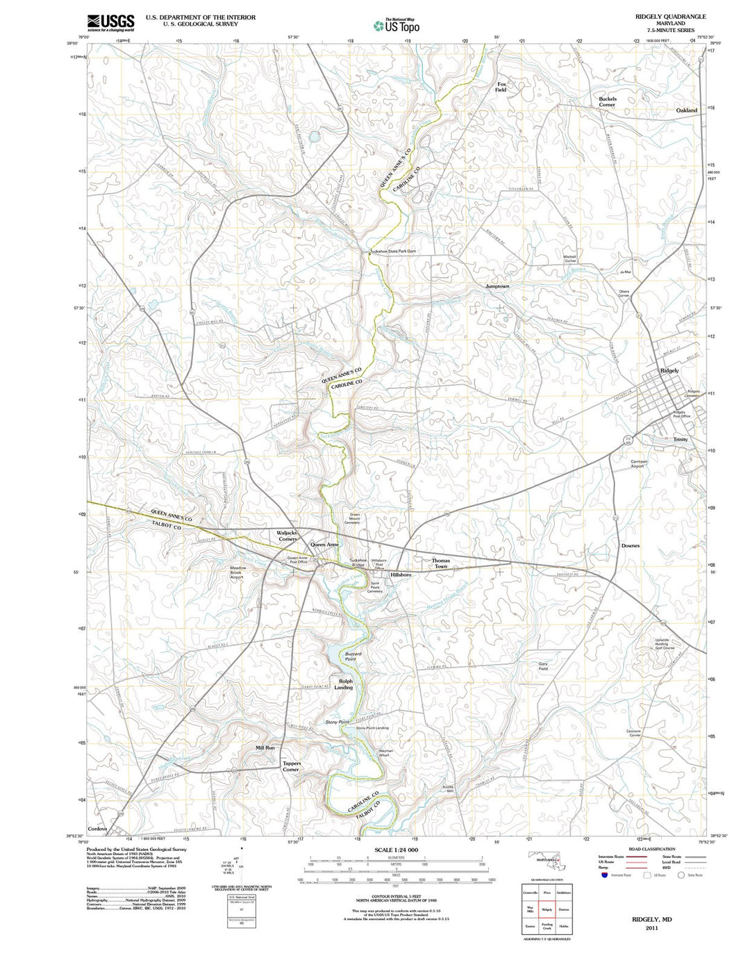 2011 Ridgely, MD - Maryland - USGS Topographic Map